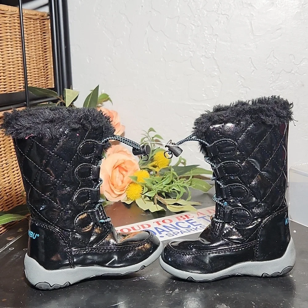 KHOMBU 5M Lined Sparkly Rain Boots Black